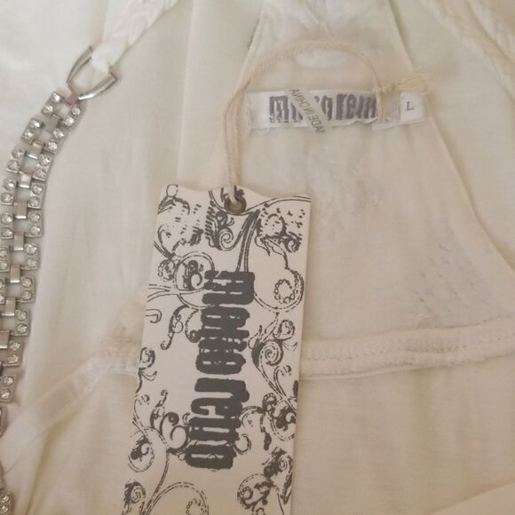 Mono Reno Ivory Knit Dress with Rhinestone Straps - Picture 7 of 8